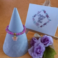 Cracked Earth Butterfly Charm Stretch Bracelet - Fuschia