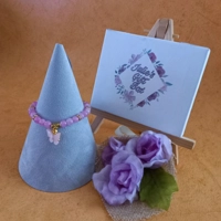 Cracked Earth Butterfly Charm Stretch Bracelet - Light Pink