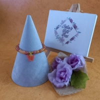 Cracked Earth Butterfly Charm Stretch Bracelet - Orange