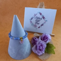 Cracked Earth Butterfly Charm Stretch Bracelet - Violet Blue