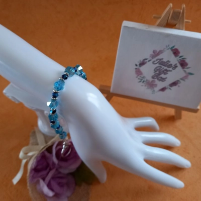 Crystal Nugget Bracelet - Aqua with Silver Crystal Nugget Bracelet - Aqua with Silver