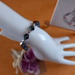 Crystal Nugget Bracelet - Black Shadow with Silver Crystal Nugget Bracelet - Black Shadow with Silver