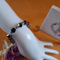 Crystal Nugget Bracelet - Black Shadow with Silver