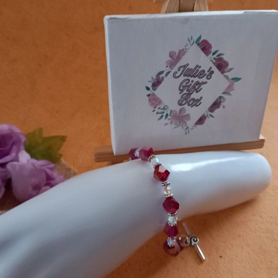 Crystal Nugget Bracelet - Ruby Red with Silver Crystal Nugget Bracelet - Ruby Red with Silver