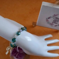 Crystal Nugget Bracelet - Teal with Silver