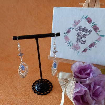Cubic Zircon Spacer Earrings - Blue Cubic Zircon Spacer Earrings - Blue
