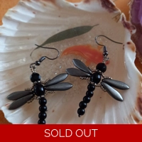 Dragonfly Earrings - Black Diamond
