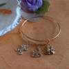 Expandable Christmas Bangle With 3 Charms - Gingerbread Man, Sleigh, Bells