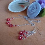 Flora Necklace & Earring Set - Red Flora Necklace & Earring Set - Red