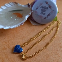 Glitter Heart Necklace - Blue Glitter