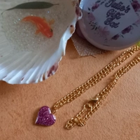 Glitter Heart Necklace - Light Pink Glitter