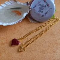 Glitter Heart Necklace - Red Glitter