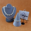 Graduated Pearl & Crystal Necklace, Bracelet and Earrings Set - Ivory