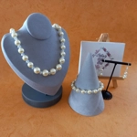 Graduated Pearl & Crystal Necklace, Bracelet and Earrings Set - Ivory