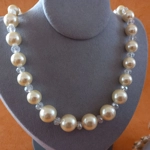 Graduated Pearl & Crystal Necklace, Bracelet and Earrings Set - Ivory