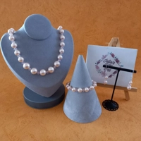 Graduated Pearl & Crystal Necklace, Bracelet and Earrings Set - Rose Pink
