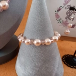 Graduated Pearl & Crystal Necklace, Bracelet and Earrings Set - Rose Pink