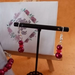 Graduated Pearl & Crystal Necklace, Bracelet and Earrings Set - Ruby Red