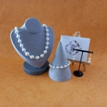 Graduated Pearl & Crystal Necklace, Bracelet and Earrings Set - White