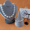 Graduated Pearl & Crystal Necklace, Bracelet and Earrings Set - White