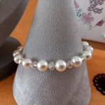 Graduated Pearl & Crystal Necklace, Bracelet and Earrings Set - White