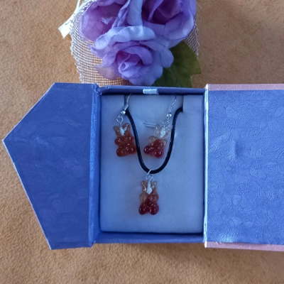Gummy Bears - Necklace & Earrings Set - Clear & Brown Gummy Bears - Necklace & Earrings Set - Clear & Brown
