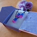 Gummy Bears - Necklace & Earrings Set - Dark Blue & Dark Pink Gummy Bears - Necklace & Earrings Set - Dark Blue & Dark Pink