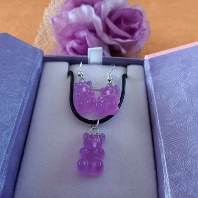 Gummy Bears - Necklace & Earrings Set - Lilac