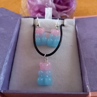 Gummy Bears - Necklace & Earrings Set - Milky Baby Pink & Milky Baby Blue