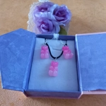 Gummy Bears - Necklace & Earrings Set - Milky Dark & Light Pink Gummy Bears - Necklace & Earrings Set - Milky Dark & Light Pink