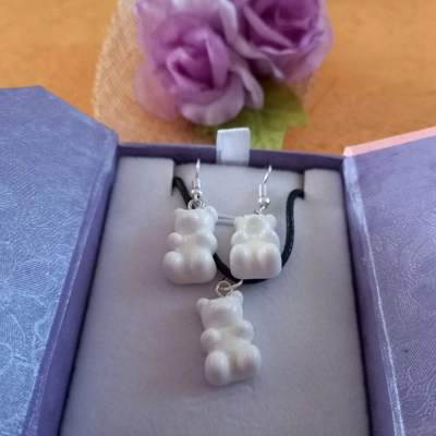 Gummy Bears - Necklace & Earrings Set - Milky White