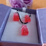 Gummy Bears - Necklace & Earrings Set - Pink & Red Gummy Bears - Necklace & Earrings Set - Pink & Red