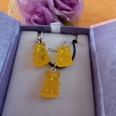 Gummy Bears - Necklace & Earrings Set - Transparent Yellow