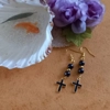 Halloween Earrings - Black and Gold Cross