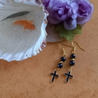 Halloween Earrings - Black and Gold Cross