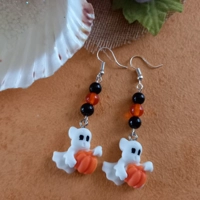 Halloween Earrings - Ghost with a Pumpkin