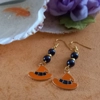 Halloween Earrings - Orange and Black Witches Hat