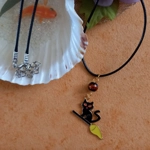Halloween Necklace - Black Cat on a Broomstick Halloween Necklace - Black Cat on a Broomstick