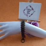 Hematite Double Row Chainmaille Bracelet - Black Rainbow Hematite Double Row Chainmaille Bracelet - Black Rainbow