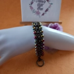 Hematite Double Row Chainmaille Bracelet - Black Rainbow Hematite Double Row Chainmaille Bracelet - Black Rainbow