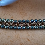 Hematite Double Row Chainmaille Bracelet - Champagne Green Hematite Double Row Chainmaille Bracelet - Champagne Green