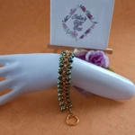 Hematite Double Row Chainmaille Bracelet - Champagne Green Hematite Double Row Chainmaille Bracelet - Champagne Green
