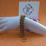 Hematite Double Row Chainmaille Bracelet - Champagne Green Hematite Double Row Chainmaille Bracelet - Champagne Green