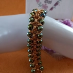 Hematite Double Row Chainmaille Bracelet - Champagne Green Hematite Double Row Chainmaille Bracelet - Champagne Green