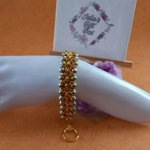 Hematite Double Row Chainmaille Bracelet - Gold Silver Green Hematite Double Row Chainmaille Bracelet - Gold Silver Green