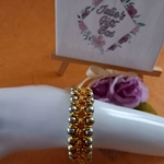 Hematite Double Row Chainmaille Bracelet - Gold Silver Green Hematite Double Row Chainmaille Bracelet - Gold Silver Green