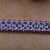 Hematite Double Row Chainmaille Bracelet - Rhodium Silver Pink