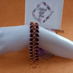 Hematite Double Row Chainmaille Bracelet - Rose Purple Hematite Double Row Chainmaille Bracelet - Rose Purple