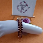 Hematite Double Row Chainmaille Bracelet - Rose Purple Hematite Double Row Chainmaille Bracelet - Rose Purple