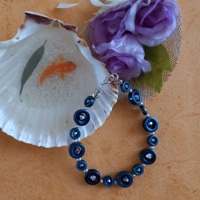 Hematite Doughnut Bracelet - Blue Silver